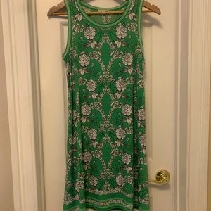 Green & black mini/midi floral dress